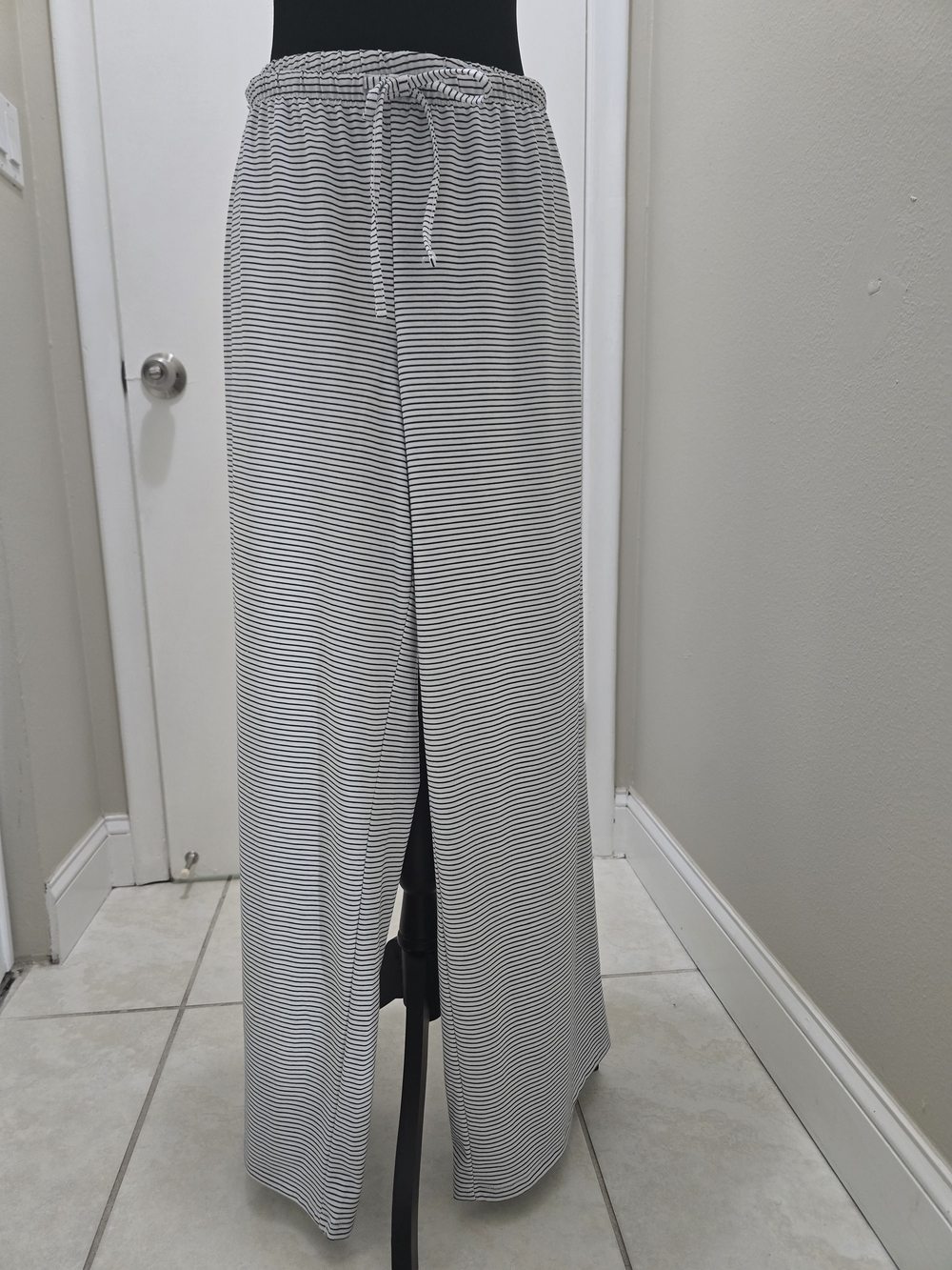 H&M Black & White Striped Wide Leg Pants